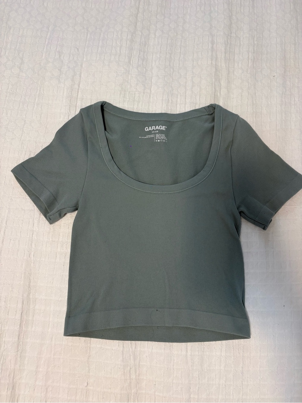 Garage Scoop Neck Ribbed Crop Top